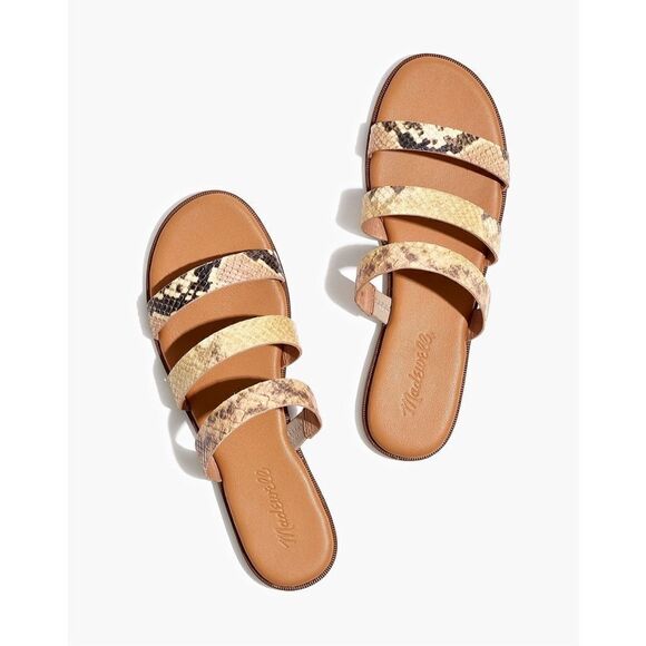 Madewell The Ilana Slide Sandal in Snake Embossed Leather Size 8 - Picture 1 of 6